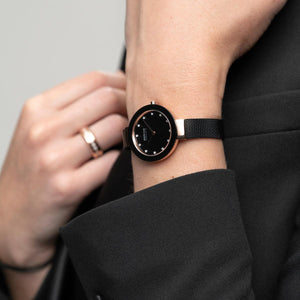 BERING Polished Rose Gold Case Black Dial