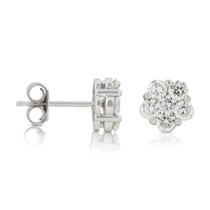 14KW AGI Certified 2.00ctw Lab Diamond Cluster Stud Earrings
