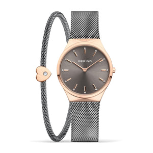 BERING Classic Polished Rose Gold Ladies Watch Gift Set