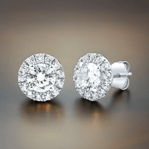 14KW 2CTW AGI Certified Lab Grown Diamond Halo Earrings