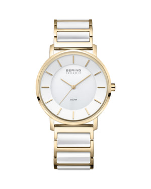 Bering Solar 41mm White Dial Two Tone Ceramic Strap Watch