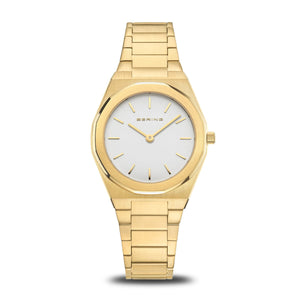 Bering Ladies Classic Polished 32mm Gold Strap Watch