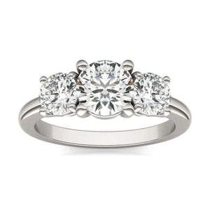 14KY Lab Grown Diamond (G-Vs) Three Stone Engagement Ring 3CTW