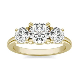 14KY Lab Grown Diamond (G-Vs) Three Stone Engagement Ring 3CTW