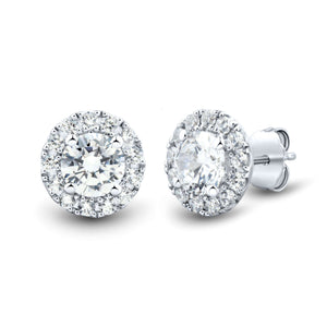 14KW 1CTW AGI Certified Lab Grown Diamond Halo Stud Earrings