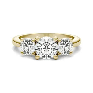 14KY Lab Grown Diamond (G-Vs) Three Stone Engagement Ring 3CTW