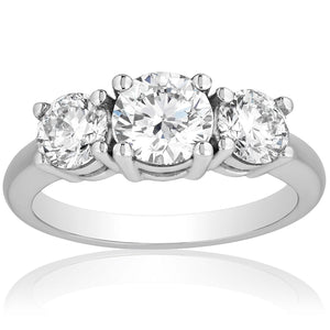 14KY Lab Grown Diamond (G-Vs) Three Stone Engagement Ring 3CTW
