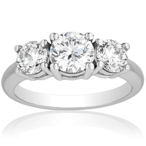 14KY Lab Grown Diamond (G-Vs) Three Stone Engagement Ring 3CTW