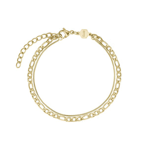 CLUSE Fluette Full Gold Watch & Double Chain Bracelet Gift Set