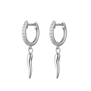 Sterling Silver Cornicello Charm Drop Earrings
