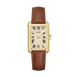 CLUSE Belisenna Watch Leather Nutshell, Sand Textured, Gold Colour CW15008