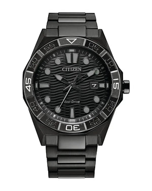 CITIZEN Black Ion Plated SS EcoDrive Men's Watch AW1855-52E