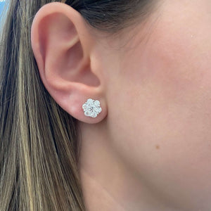 14KW AGI Certified 2.00ctw Lab Diamond Cluster Stud Earrings