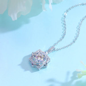 2 Carats Moissanite Diamond Octagram Pendant Necklace 925 Sterling Silver XMFN8157