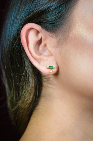 EMERALD ISLE FRESHWATER PEARL EARRINGS IN EMERALD AND GOLD