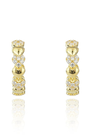 SWEETHEART SPARKLY HEART HOOPS GOLD