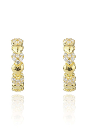 SWEETHEART SPARKLY HEART HOOPS GOLD
