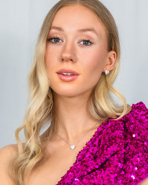 SWEETHEART SPARKLY HEART PENDANT SILVER