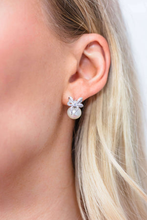 SWEETHEART BOW FRESHWATER PEARL EARRNGS
