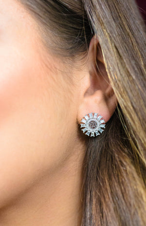 MY ONLY SUNSHINE BAGUETTE EARRINGS SILVER