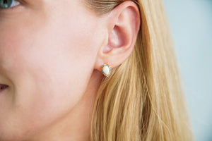 GEORGINI WISTERIA CREATED OPAL FLORIBUNDA STUD EARRINGS GOLD