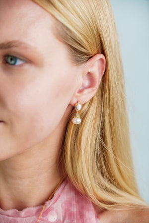 GEORGINI WISTERIA CREATED OPAL AND PEARL CASCADE EARRINGS GOLD