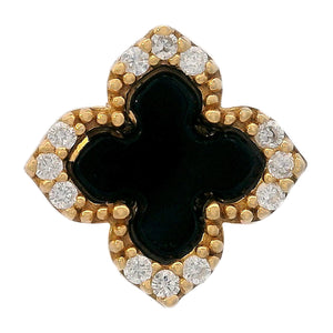 GEORGINI MIDNIGHT VELVET BLACK AGATE FAIRWATER STUD EARRINGS GOLD