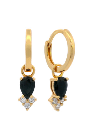 GEORGINI MIDNIGHT VELVET ASTERIA HOOP EARRINGS BLACK AND GOLD