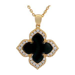 GEORGINI MIDNIGHT VELVET BLACK AGATE FAIRWATER PENDANT GOLD