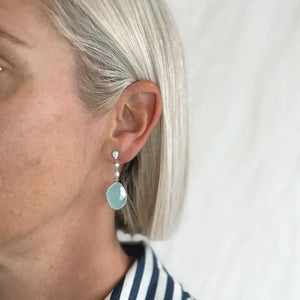 Sterling Silver Chalcedony CZ Drop Earrings