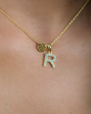 LUXURY LETTERS R INITIAL PENDANT GOLD