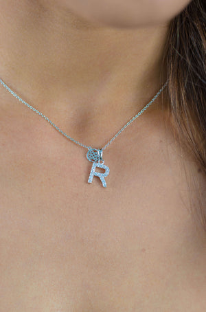 LUXURY LETTERS R INITIAL PENDANT SILVER