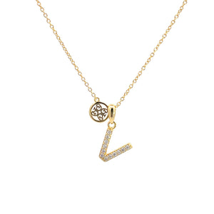 LUXURY LETTERS V INITIAL PENDANT GOLD