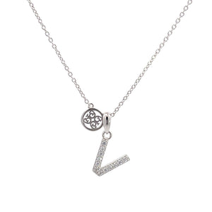 LUXURY LETTERS V INITIAL PENDANT SILVER