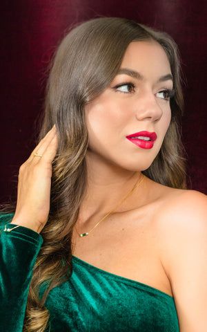 EMERALD ISLE FRESHWATER PEARL NECKLACE IN EMERALD AND GOLD