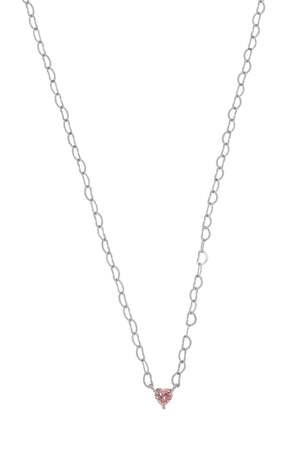 SWEETHEART HEART CHAIN NECKLACE PINK SILVER