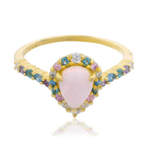 GEORGINI WISTERIA CREATED OPAL FLORIBUNDA RING GOLD