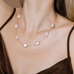 14K Gold Station Pearl Juliette Necklace