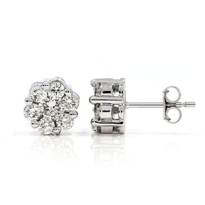 14KW AGI Certified 2.00ctw Lab Diamond Cluster Stud Earrings