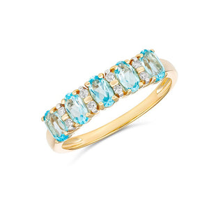 9K Yellow Gold Semi Precious Diamond Ring