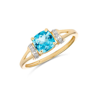 9KY Cushion Cut Semi Precious Diamond Ladies Ring