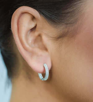 GEORGINI Goddess Pave Hoop Silver IE1129W