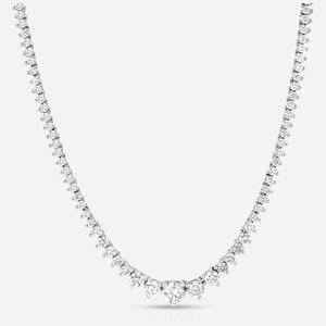 Created Moissanite Graduated Tennis Necklace 15CTW 14KG Brass