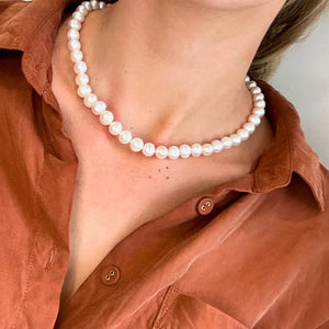 Sterling Silver Clasp 8-9mm Pearl Necklace