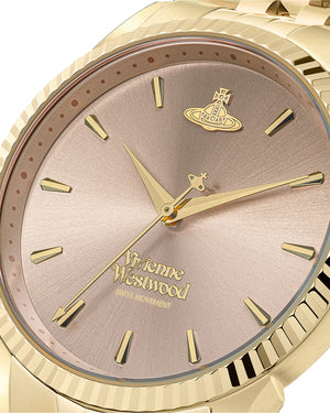 Vivienne Westwood Seymore Pink Dial Gold Strap Watch