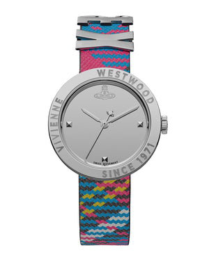 Vivienne Westwood Rebel Sex Silver Dial Tartan Leather Strap Watch