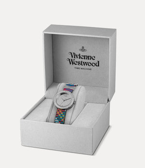 Vivienne Westwood Rebel Sex Silver Dial Tartan Leather Strap Watch