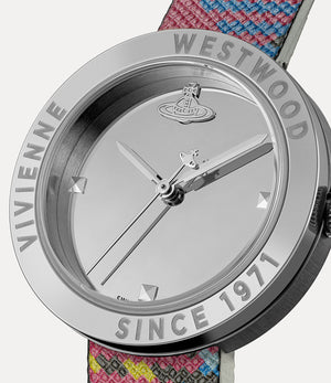 Vivienne Westwood Rebel Sex Silver Dial Tartan Leather Strap Watch