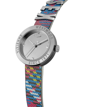 Vivienne Westwood Rebel Sex Silver Dial Tartan Leather Strap Watch