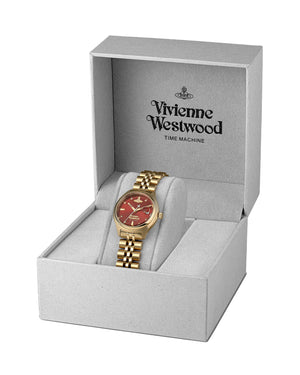 Vivienne Westwood Little Camberwell Red Dial Gold Strap Watch
